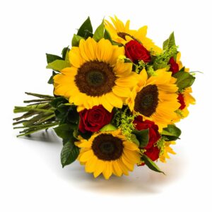 Buquê de Girassóis e Rosas Vermelhas