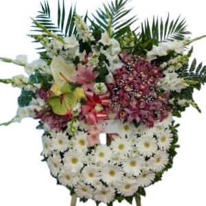Coroa de Cabeção de Gerberas e Orquídeas